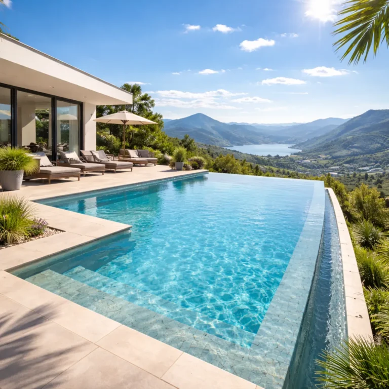 piscine débordement terrain pente